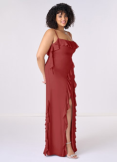 Barbie ♥ Azazie Bridesmaid Dresses Rust Sheath Bow Chiffon Dress image9
