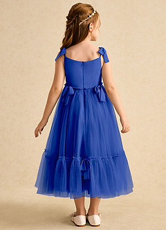 Azazie Jaci vestidos de niña de las flores Vestido de Azul Real de Gasa de Corte En A con Tirante Espagueti image5