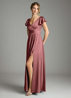 Azazie Omari Bridesmaid Dresses Amethyst A-Line Stretch Satin Dress image4