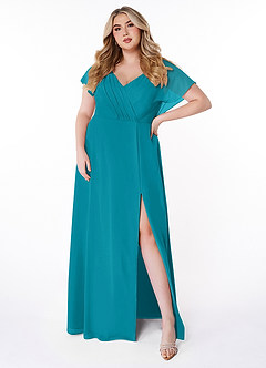 Azazie Rylee Bridesmaid Dresses Jade A-Line Pleated Chiffon Dress image6