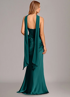 Azazie Pelagia Bridesmaid Dresses Peacock Mermaid Corset Stretch Satin Convertible Dress image4