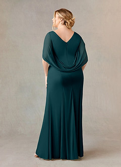 Azazie Belladonna Mother of the Bride Dresses Pine Mermaid Scoop Pleated Mesh Dress image9