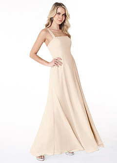 Azazie Jay Bridesmaid Dresses White Alabaster A-Line Square Neckline Side Slit Chiffon Dress image3