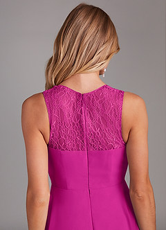 Azazie Vina Vestidos de damas de honor Vestido de Fucsia de Gasa de Corte en A con Encaje image7