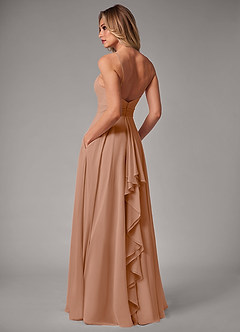 Azazie Amalia Brautjungfernkleider A-Linie Plissee Chiffon Kleid Champagner Rosa image2