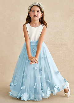 Azazie Vi Flower Girl Dresses Sky Blue A-Line Sleeveless Tulle Dress image6