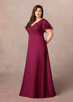 Azazie Singer Final Sale Agave A-Line V-Neck Lace Chiffon Dress image9