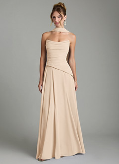 Azazie Gabriela Bridesmaid Dresses White Alabaster A-Line Corset Chiffon Dress image1