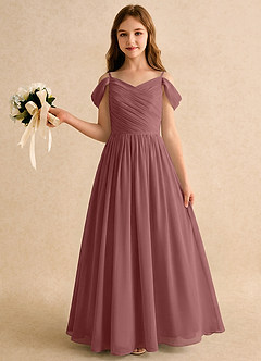 Azazie Chelo Girls Formal Flower Girl Klänningar Klä A-Linje i Chiffong Plisserad image3