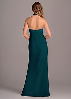 Azazie Jemma Bridesmaid Dresses Pine Sheath Pleated Chiffon Dress image2