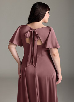 Azazie Kimber Bridesmaid Dresses Vintage Mauve A-Line Ruched Stretch Satin Dress image12