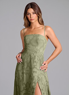 Azazie Wren Bridesmaid Dresses Pistachio A-Line Strapless Floral Burnout Dress image2