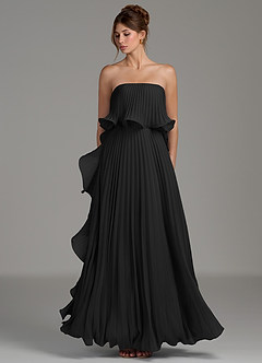Azazie Alexia Bridesmaid Dresses Black A-Line Ruched Chiffon Dress image6