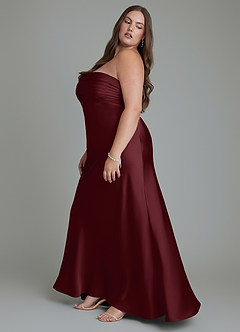 Azazie Saylor Bridesmaid Dresses Cabernet Mermaid Strapless Stretch Satin Dress image3