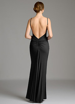 Azazie Jolene Bridesmaid Dresses Black Mermaid Square Neckline Premium Stretch Jersey Dress image6