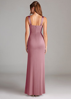 Azazie Denice Bridesmaid Dresses Vintage Mauve Sheath Pleated Stretch Satin Dress image3