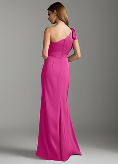 Azazie Rinna Bridesmaid Dresses Fuchsia Mermaid Ruched Stretch Satin Dress image8