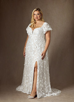 Azazie Vivienne Wedding Dresses Diamond White A-Line Sweetheart Lace Dress image11