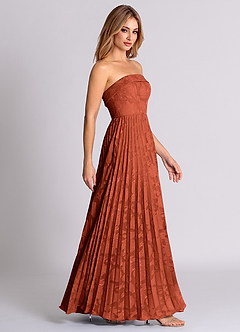 Azazie Mariana Bridesmaid Dresses Auburn A-Line Strapless Floral Burnout Convertible Dress image6
