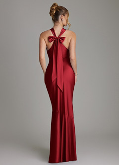 Azazie Reign Bridesmaid Dresses Scarlet Mermaid Pleated Stretch Satin Dress image2