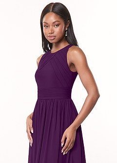 Azazie Harper Brautjungfernkleider A-Linie Plissee Chiffon Kleid Traube image5