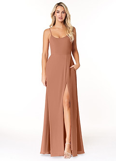Azazie Moira Bridesmaid Dresses Bronzer A-Line Scoop Chiffon Dress image1