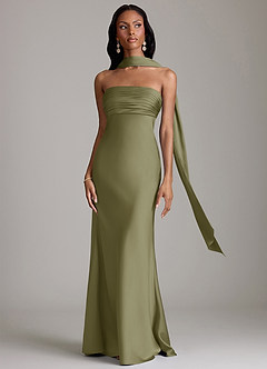 Azazie Saylor Brudtärnklänningar Klä av Sjöjungfru i Stretch Satin Axelbandslös Pistasch image9