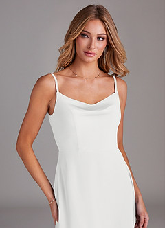 Azazie Daenerys Bridesmaid Dresses White A-Line Cowl Chiffon Dress image6