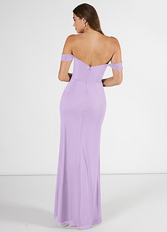 Azazie Kit Bridesmaid Dresses Lilac Mermaid Off the Shoulder Mesh Dress image2