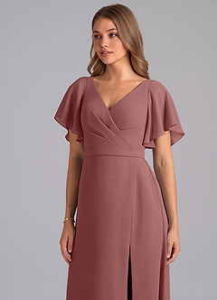 Azazie Ambrosia Brautjungfernkleider A-Linie Plissee Chiffon Kleid Wüstenrose image7