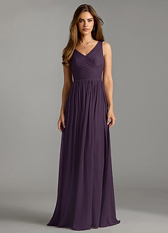 Azazie Keyla Bridesmaid Dresses Plum A-Line Pleated Mesh Dress image3