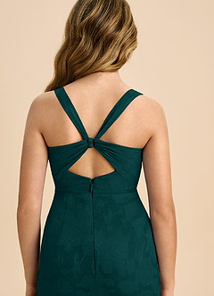 Azazie Mero Junior Pine Sheath Pleated Floral Burnout Dress image2