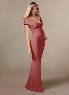 Azazie Ludlow Mother of the Bride Dresses Antique Rose Mermaid Pleated Stretch Satin Dress image3