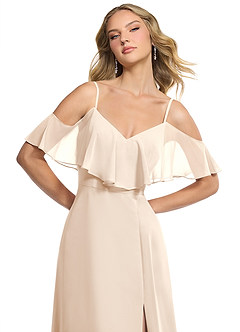 Azazie Jean Bridesmaid Dresses White Alabaster A-Line Chiffon Convertible Dress image6