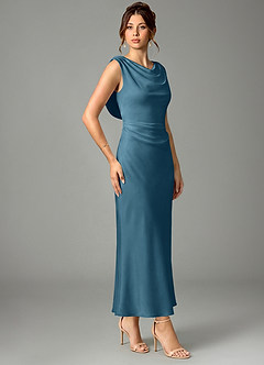 Azazie Kieryn Bridesmaid Dresses Bermuda Mermaid Pleated Stretch Satin Dress image3