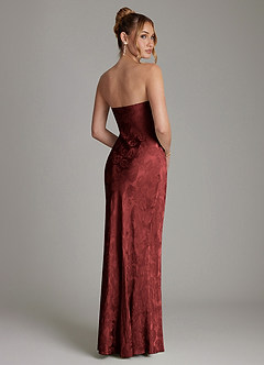 Azazie Viv Bridesmaid Dresses Rust Jacquard Sheath Strapless Jacquard Dress image2