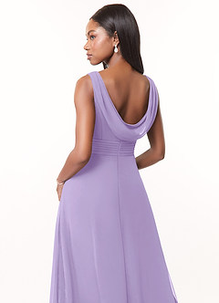 Azazie Karina Bridesmaid Dresses Lilac A-Line Pleated Chiffon Dress image4