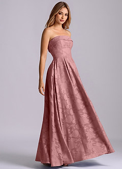 Azazie Lucienne Brautjungfernkleider A-Linie Schulterfrei Blumen-Burnout Kleid Altrosa image1