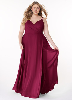 Azazie Lennon Bridesmaid Dresses Burgundy A-Line Lace Chiffon Dress image7