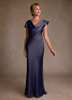 Azazie Shelby Final Sale Stormy Mermaid Pleated Stretch Satin Dress image3
