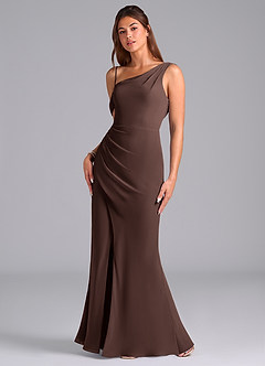 Azazie Madelyn Rochii de domnișoară de onoare Sirenă Un umăr Şifon Lungime până la podea Rochie image5