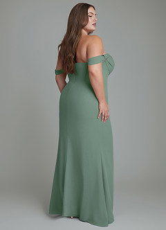 Azazie Johana Bridesmaid Dresses Eucalyptus Mermaid Off the Shoulder Chiffon Convertible Dress image9