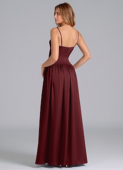 Azazie Kirby Bridesmaid Dresses Cabernet A-Line Stretch Satin Dress image5