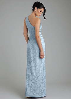 Azazie Akilah Robes de demoiselle d'honneur Robe Sirène en Blumen-Burnout Asymétrique Bleu Ciel image2