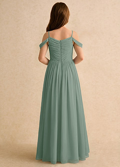 Azazie Chelo Girls Formal Abiti da Ragazza di Fiori Abito A-Line in Chiffon Plissettato Salvia Argentata image2