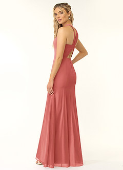Azazie Rue Bridesmaid Dresses Antique Rose A-Line Halter Chiffon Dress image5