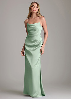 Azazie Lucille Bridesmaid Dresses Agave Mermaid Strapless Stretch Satin Convertible Dress image1