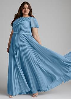 Azazie Kara Modest Bridesmaid Dresses A-Line Pleated Chiffon Floor-Length Dress image10