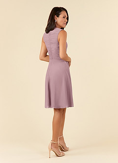 Azazie Theron Mother of the Bride Dresses Dusty Rose A-Line V-Neck Pleated Chiffon Dress image4