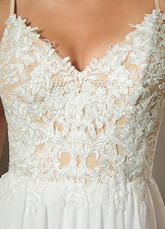 Azazie Gala Hochzeitskleider A-Linie Spitze Chiffon Kleid Diamantweiß Champagner image4